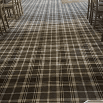 Tartan carpet fitted in a hospitality venue